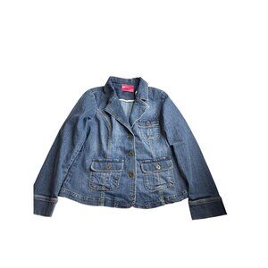 Vintage Y2K Carol's Denims Womens Denim Blazer Jean Jacket Button Front M Cotton